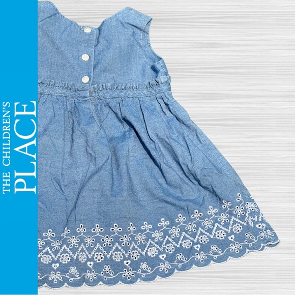 The Children’s Place Infant Baby Girl Lot - 2 Denim Ruffle Dresses / Sz 18 mos - Picture 7 of 8